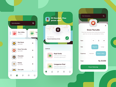 Drink Order App - Exploration app cards coffee design detail exploration icons illustration line map mobile order pattern tea ui ui design ux