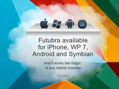 The announcement of Futubra mobile apps banner cloud