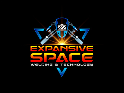 Expansive Space Welding & Technology branding flame logo spark technology vector welding logo welding mask