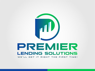 Premier blue and green branding finance logo letter logo monogram vector