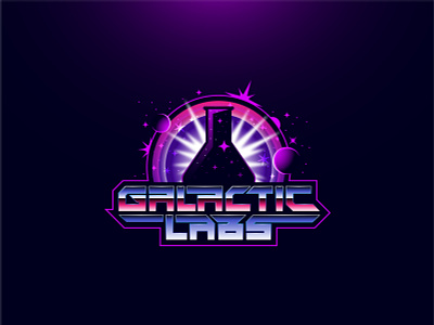 Galactic Labs branding flask futuristic logo galactic galactic logo galaxy lab lab logo logo planets scifi space space logo stars vector