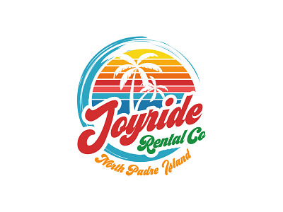 Joyride Rental Co beach beach logo branding colorful logo palm trees typography vector