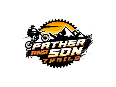Father and Son Trails adventure branding colorful dirt bike dirt bike logo illustration logo mountains outdoors trails typography vector
