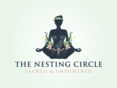 Nesting Circle female female logo fertility fertility logo flowers illustration logo meditating woman meditation motherhood motherhood logo uterus vector woman woman logo