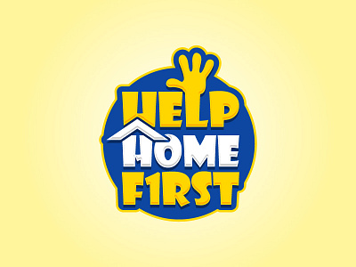 Help Home F1rst branding fun logo hand logo help logo home logo logo typography vector yellow and blue
