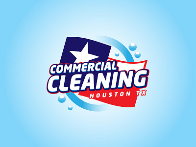 Commercial Cleaning Huston Tx branding bubbles huston logo red and blue texas texas logo typography vector