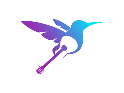 Guitar Bird bird bird logo branding colorful guitar guitar bird guitar logo hummingbird hummingbird logo logo music music logo vector