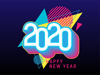 2020 Retro New Year 2020 2020 design 2020 new year 80s 80s design 80s style colorful disco groovy happy new year retro retro design typography vector