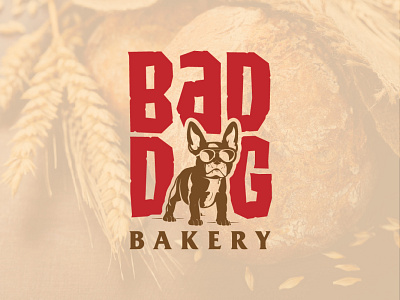 Bad Dog Bakery bad bakery branding brown bulldog dog logo red typography vector