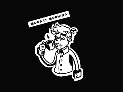 Monday Morning Illustration cartoony coffee illustration monday morning retro sticker