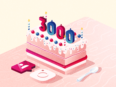 3000 Followers 1000 followers birthday cake celebration followers instagram isometric jelly thank you