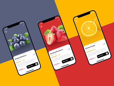 Fruit Store app card colors fruits ios iphone x ui