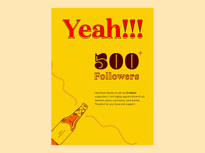 500 + Followers celebrate colors dribbble minimal poster poster art poster design thanks thanksgiving thankyou poster typography