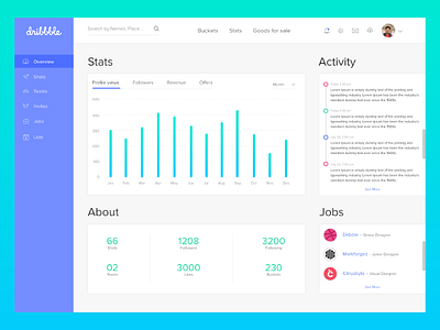 Dribbble Overview colors dashboard dribbble try