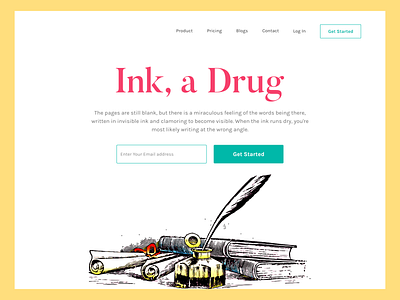 Landing Page For Ink Lovers adobe art beauty branding design design agency dribbble flat illustration instagram landing page minimal popular simple trend 2019 typography web website yellow