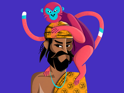 Sadhu and a Monkey art character design illustration illustrator minimal
