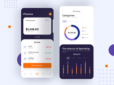 Fintech UI Kit - Finance app categories chart design finance mobile sketch statistics ui
