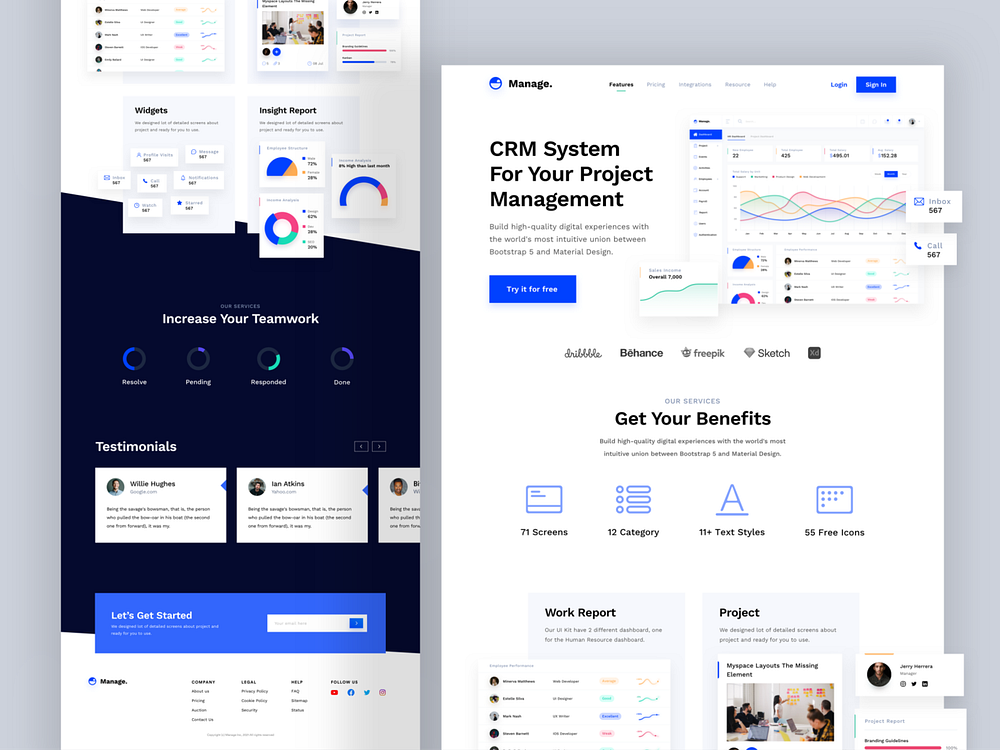 CRM Landing Page UI Kit by Miranti for Crafter Digital on Dribbble