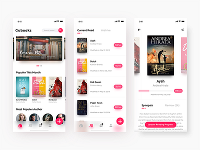 #Exploration | Gubooks app author book design exploration iphonex minimalist mobile pink simple ui writer