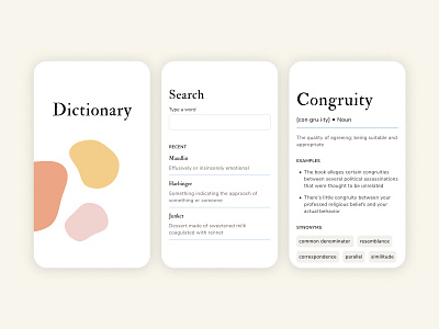 Dictionary App app dictionary education graphic design language learning meaning mobile ui ui design uidesign words