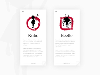 Character Cards cards character cards characters design film graphic design kubo kubo and the two strings movie ui ui design uidesign