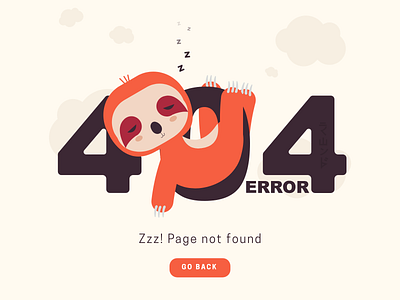 404 Sloth_Error 404page @dailyui @design @ui cute design error flat illustration illustrator kawaii sloth ui web xd