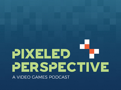 Pixeled Perspective - logo design blue branding design eye gaming green logo logo design pattern perspective pixel podcast retro square video games