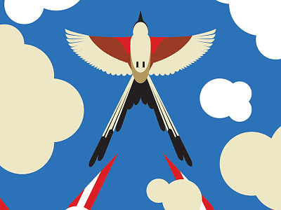 Scissor-tailed Flycatcher Illustration bird clouds flight illustration oklahoma scissor tailed flycatcher sky vector