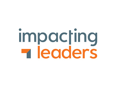 Impacting Leaders logo design arrow blue branding dimensional geometric logo lowercase negative space orange