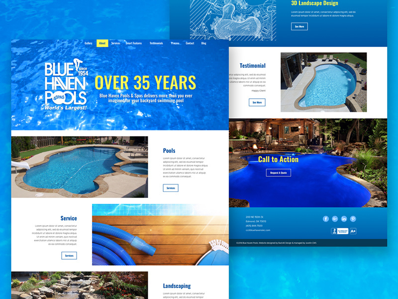 Blue Haven Pools OKC site Design by Adrian Townsend on Dribbble