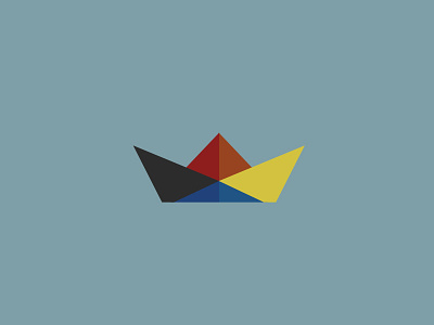 Shipped Logo boat colors colours flat logo minimal origami paper primary ship simple