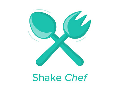Shake Chef logo app cutlery food fork green knife