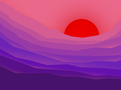 Sunset 2d art graphic design landscape mountains sunset vibrant