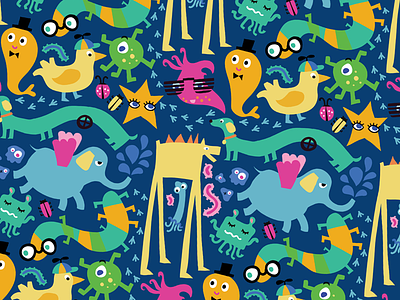 Pattern with Crazy Monsters crazy monsters party pattern