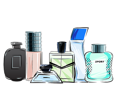 Men's Perfume Bottles illustration men perfume sketch