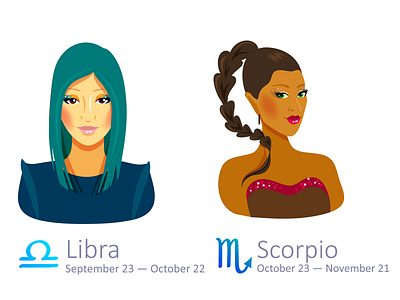 Set of Zodiac Signs: Libra and Scorpio