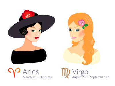 Set of Zodiac Signs: Aries and Virgo