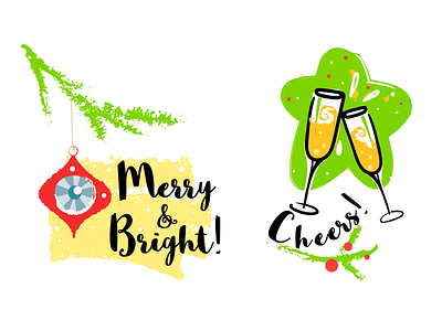 Merry and Bright! Cheers! cheers christmas illustration