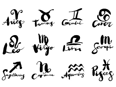 The Strange Calligraphy. Zodiac signs callighaphy illustrator lettering zodiac
