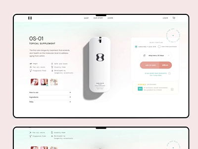 OS-01 e-commerce animation beauty branding clean cosmetic design ecommerce graphic design minimal motion motion graphics ui ux web