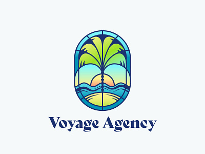 Logotype for touristic company island logo logotype ocean palm stainglass symbol tourism travelling vector