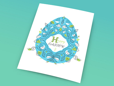 Happy Easter greeting card card easter greeting card lineart ornamental ornate pattern