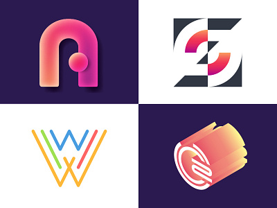 Some capitals from 2017' projects. abc capital character design dropcap font gradient initial letter script type vector