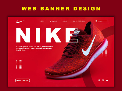 Nike Web banner design animation banner brand web branding design graphic design illustration logo professional web banner vector web web banner web banner design