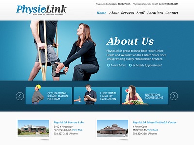 Physiotherapy Clinic Website hero banner home page homepage landing page medical physiotherapy web design website