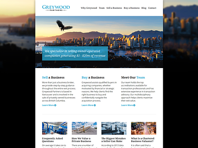 Greywood Partners Website business broker hero banner homepage layout responsive rwd web design website