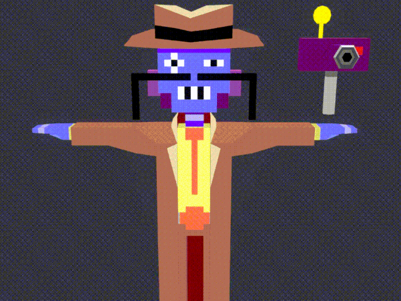 Robot Detective 3d blender character creation pixel