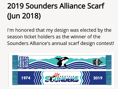 2019 Seattle Sounders season ticket holder scarf branding graphic design