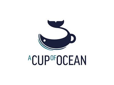 A Cup Of Ocean cup drink fish logo logotype negative space ocean sea swim whale