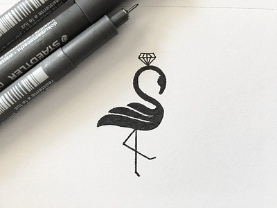 Flamingo Weddings bird branding diamond drawing flamingo logo logotype ring sketch weddings